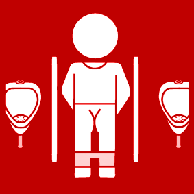 urinate: trowsers down